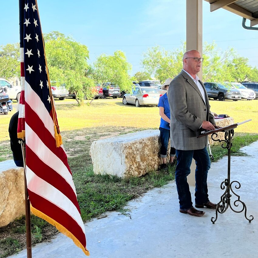 Leander City Council member David McDonald gave the keynote speech on May 27, 2023 for Leander's first official Memorial Day celebration, ahead of the actual holiday.