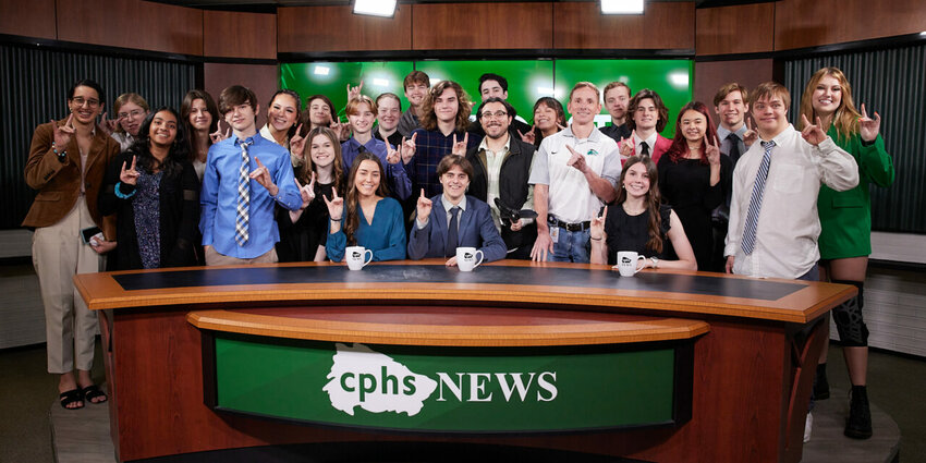 The Cedar Park High School journalism department poses for a picture. Many of these students won dozens of awards for their reporting during the 2022-23 school year.
