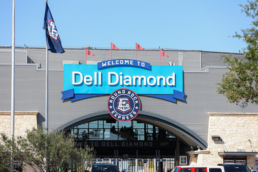 A general view of the entrance to Dell Diamond on the Round Rock Express Opening Day, May 6, 2021 in Round Rock, Texas. Round Rock won, 6-0.