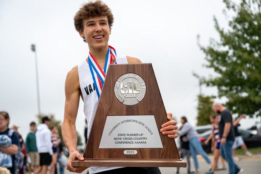 Vandegrift' high school's Hudson Haley finished second in the Class 6A boys race at the UIL State Cross Country Meet.