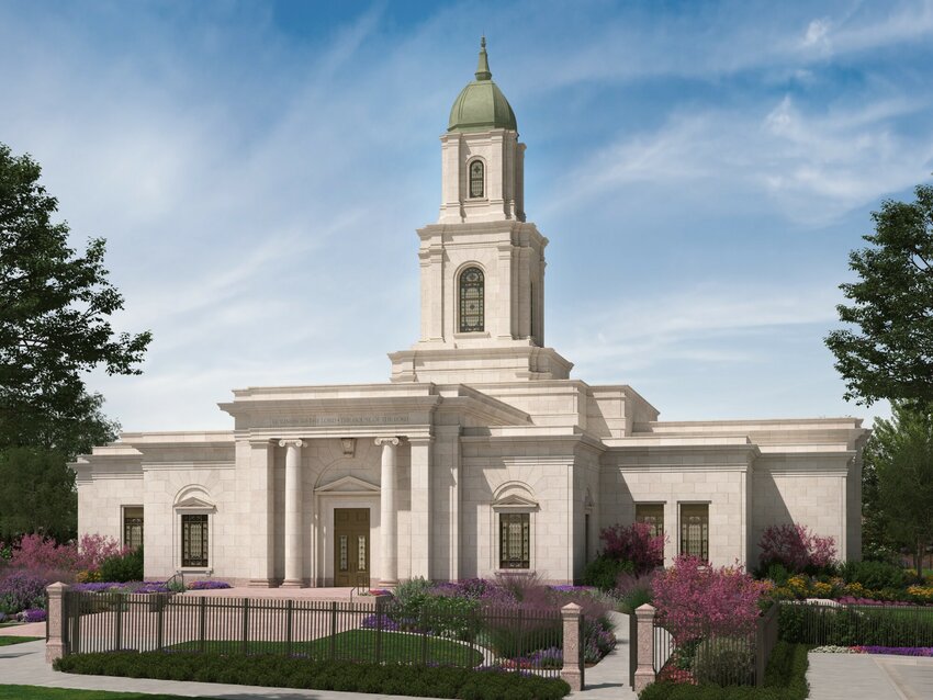 The rendering shows exterior designs for the 30,000-square-foot temple the Church of Jesus Christ of Latter-day Saints plans to build in Cedar Park by June 2024.
