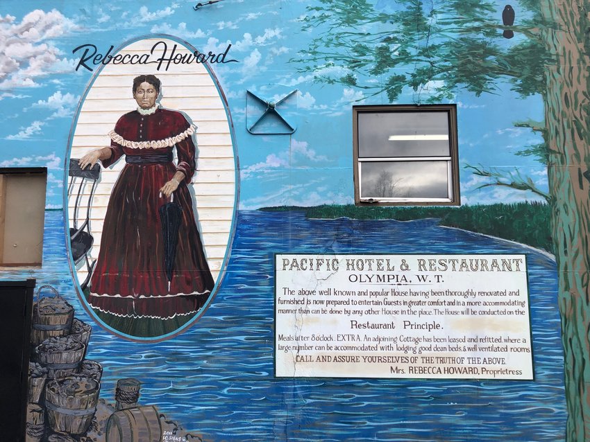 This is part of a mural recalling Rebecca Howard, an Olympia pioneer, after whom the city is considering renaming a park.
