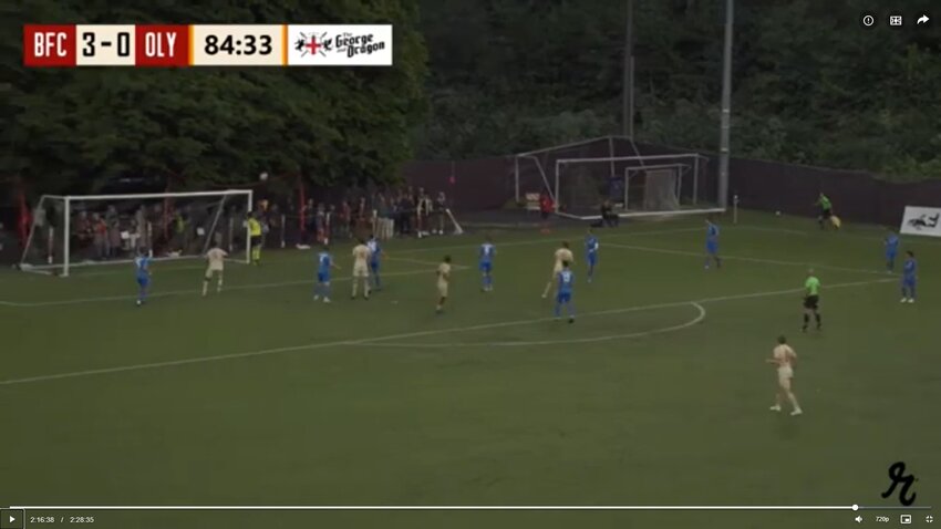 Oly Town FC concedes its 4th goal of the game after this blunder on the chip from the goalkeeper.