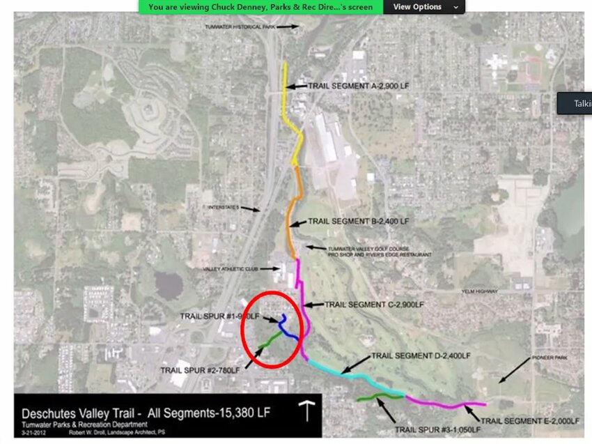 Layout of the Deschutes Valley Trail. Encircled in red is the Palermo Trail.