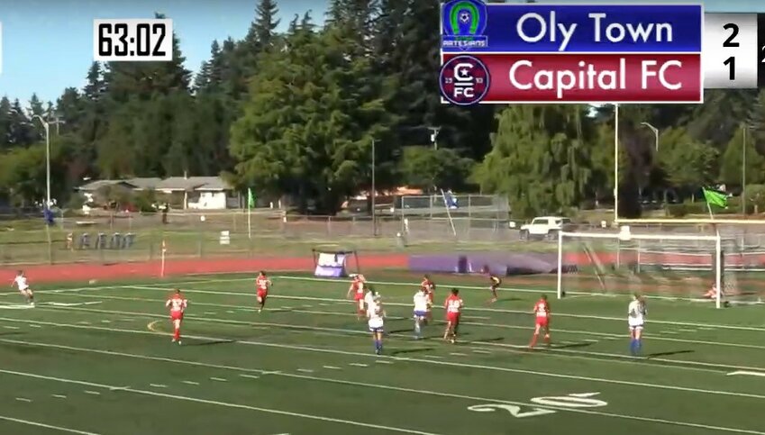 Maia Tabion, the leftmost player in white, really scored directly from that position. (Photo screenshot from Oly Town Artesians