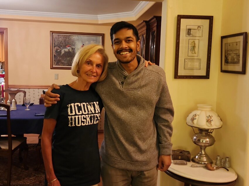 Hostess Karen Schoessel with Rishi Sharma. Karen and her husband Roger looked after Rishi during his stay in Thurston County. July 2, 2023.