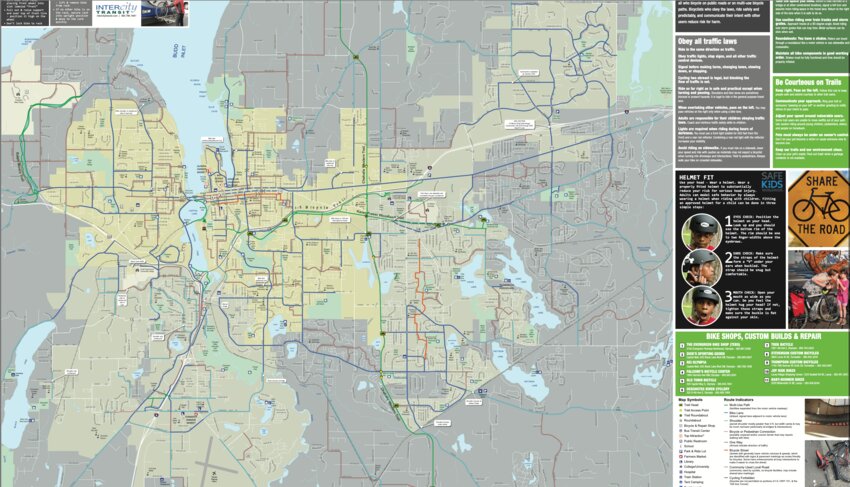 The Thurston County Bicycle map is accessible through the internet; locals and tourists alike may secure a physical copy anywhere in the county.