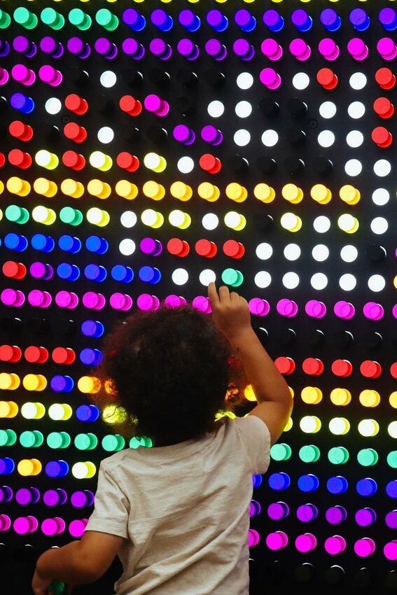 Lite Brite wall in West Olympia Timberland Library