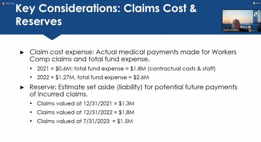 The city is seeing fluctuations in workers' compensation claims, which impacts the Workers Compensation fund balance.