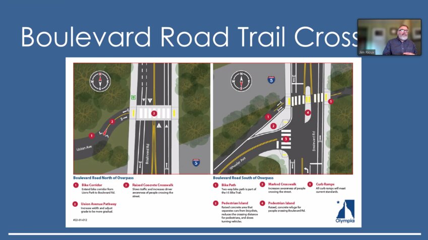 Project manager Jim Rioux discusses the plan for Boulevard Road Trail Crossing.
