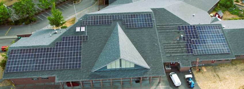 New solar array on roof of Thurgood Marshall Middle School