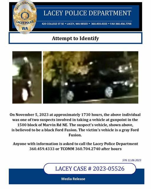 Lacey Police's social media post asking community members for information about the incident.