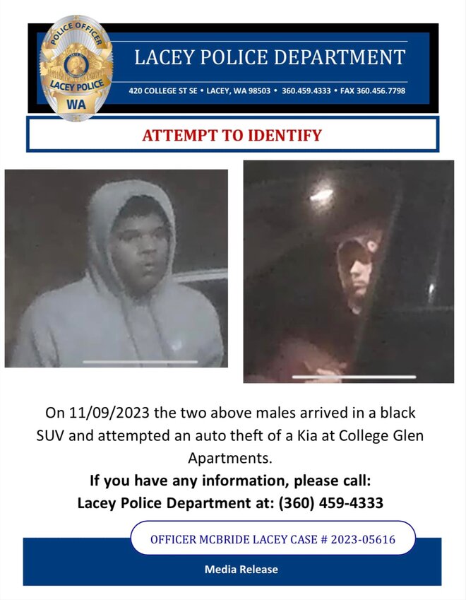 Lacey Police's social media post about an attempted car robbery.