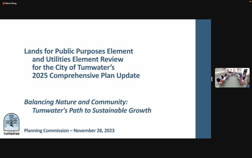 The Tumwater Planning Commission received a briefing from Erika Smith-Erickson, Housing and Land Use Planner on the Lands for Public Purposes and Utilities elements of the 2025 Comprehensive Plan periodic update.
