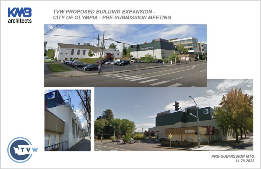 Renee Radcliff Sinclair, TVW president and chief executive officer, presented the plan to expand the TVW building at 1058 Capitol Way South to accommodate production needs and provide a community space.
