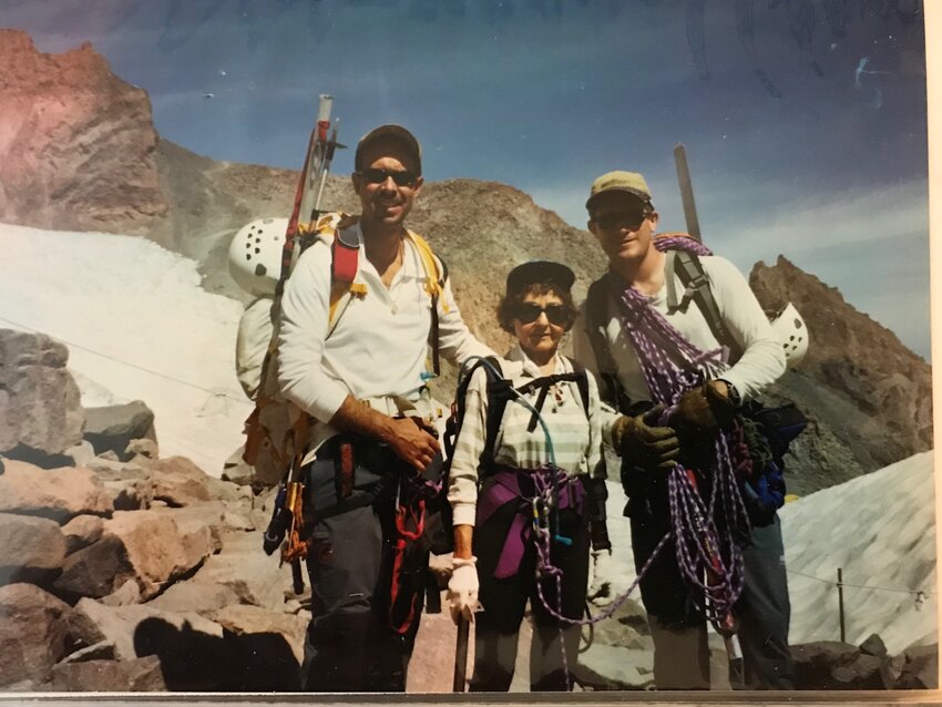 Jason Edwards, Bronka Sundstrom and Ryan Stephens on the way to summit of Mount Rainier, 8-31-2002