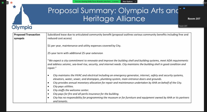 The Olympia Arts and Heritage Alliance (AHA) proposes turning the 108 State Avenue Building into a history, arts, and cultural museum with studio and workshop spaces.