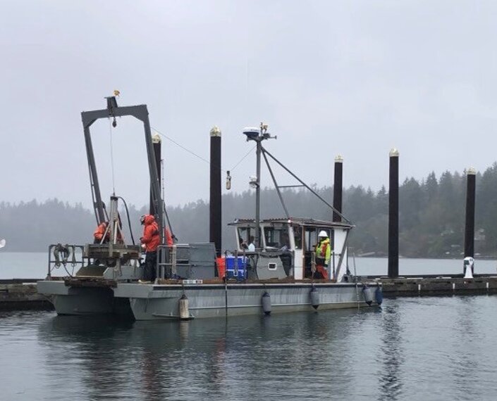 This is the research vessel that consultants Dalton, Olmsted & Fuglevand are using to research sediment conditions in Budd Inlet just north of downtown Olympia.