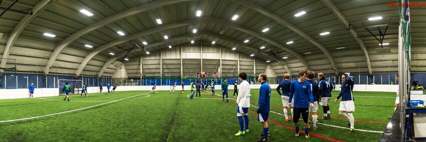 Throwback photo from Oly Town FC's first arena soccer home game in the Evergreen State College Pavilion back in December 2015