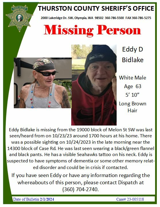 TCSO's poster asking the public for information on Eddy Bidlake.