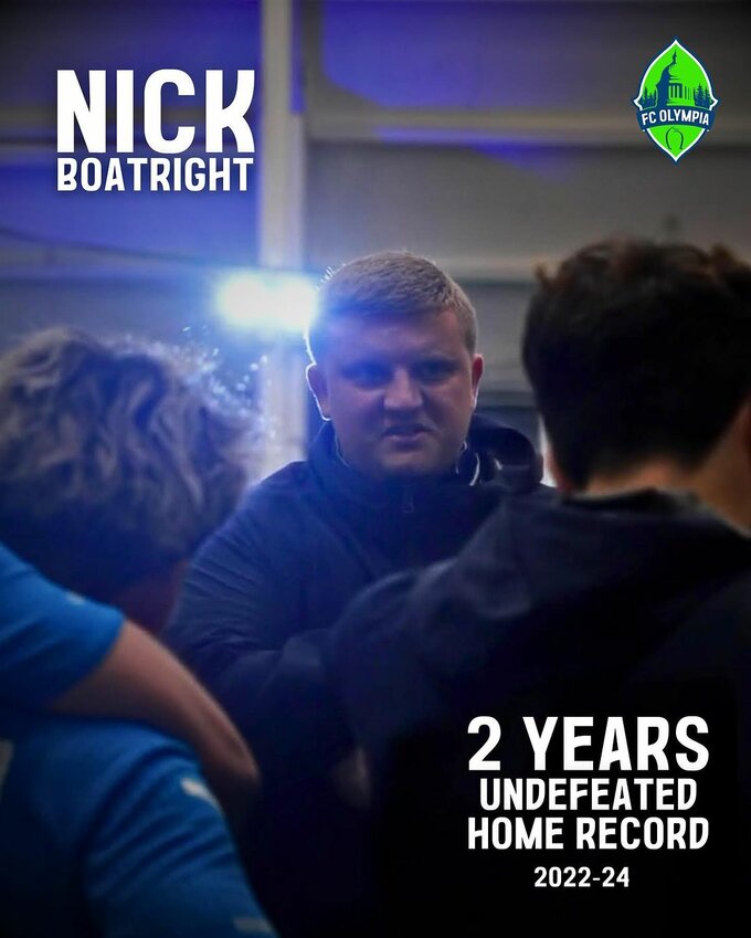 Men's arena soccer head coach Nick Boatright led the club to two full seasons of never seeing a defeat at home.
