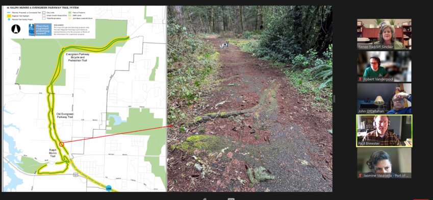 TRPC senior planner Paul Brewster describes Ralph Munro Evergreen Parkway Trail as suffering from tree root bumps, excess organic debris, and access issues.