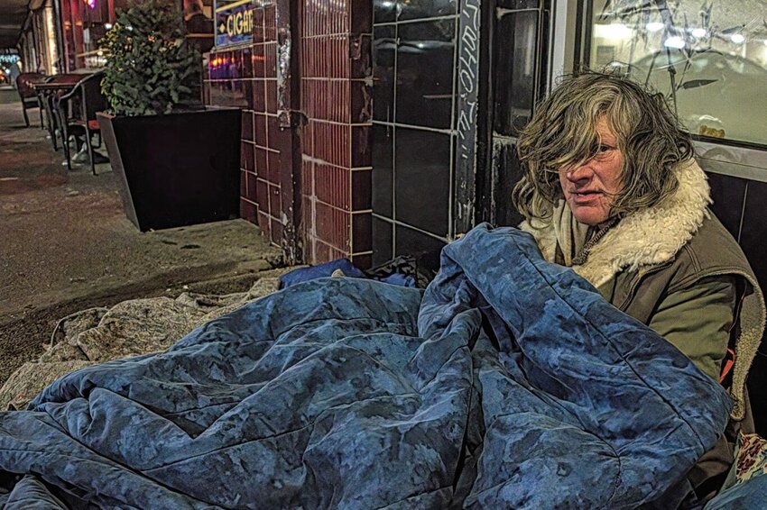 This image of Tammy was taken at about 5 a.m. on a very cold Saturday morning in downtown Olympia.  When asked why she was not in a shelter, she said she did not want to be in a shelter but also mentioned that the police were kind to her.