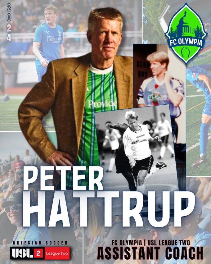 Former Seattle Sounders player Peter Hattrup joins FC Olympia’s USL2 coaching staff.