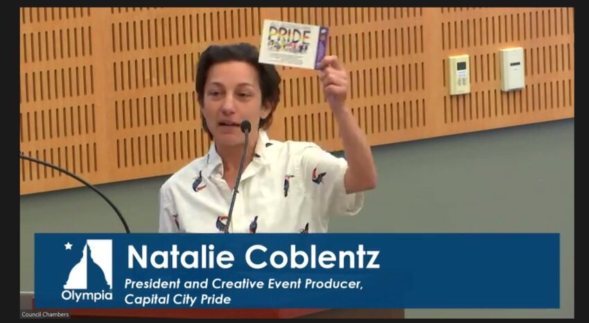 Natalie Coblentz of Capital City Pride announces that the Pride festival will be a “dry” or alcohol-free event on June 29, 2024.