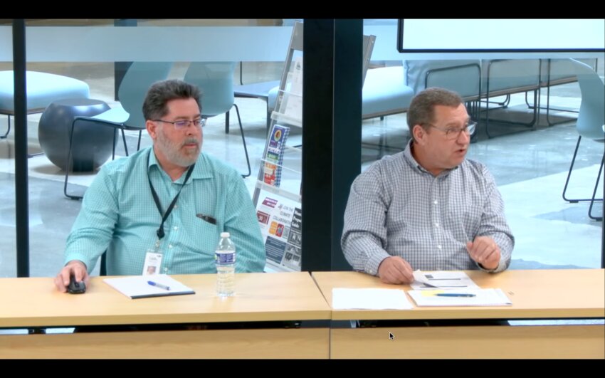 Capital Project Manager Thomas A. Strempke (left) and Capital Projects Planning Manager Rick Thomas (right) met with the Board of County Commissioners (BoCC) yesterday, June 17, 2024, for the Courthouse Campus Infrastructure Project Update.