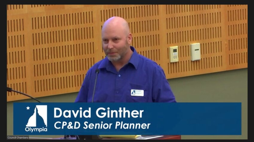 Community Planning and Development Senior Planner David Ginther presents the Capital Mall Triangle subarea plan at the Olympia City Council meeting on Tuesday, July 9, 2024.  