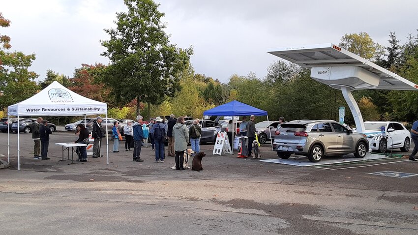 The car that is showing on the charger is TCAT Board member Tom Crawford's Kia Niro EV.