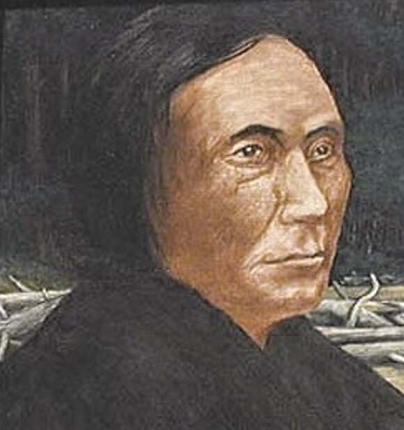 This is the best-known portrait of Nisqually Chief Leschi, reportedly created more than 50 years after his death.