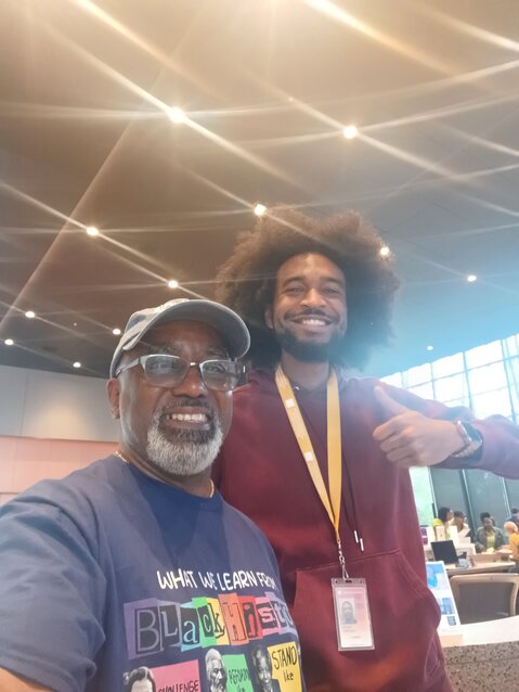 Joe and Jarvis appreciated the guidance of this docent at the National Museum of African American History and Culture.