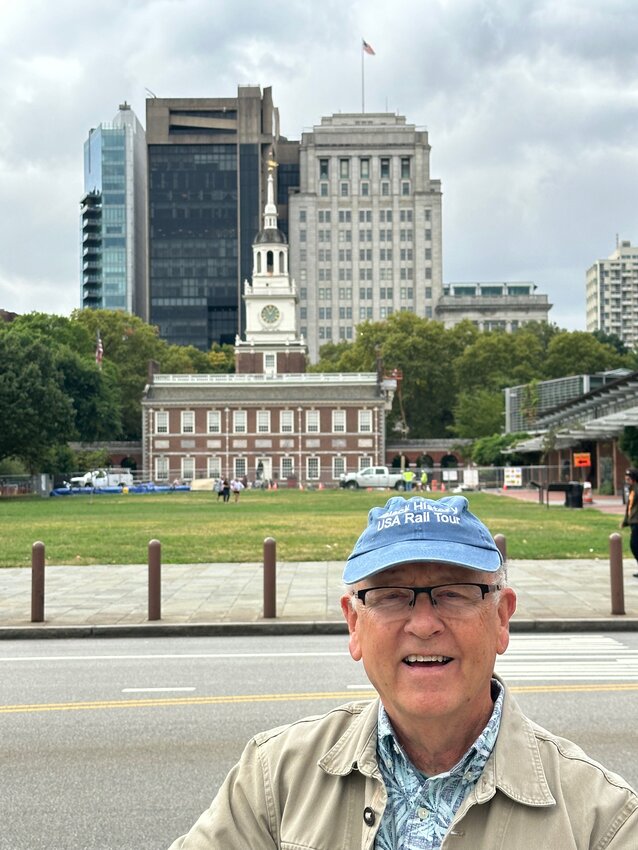 Joe stands in front of Independence Hall in Center City Philadelphia, just walking distance from his hotel