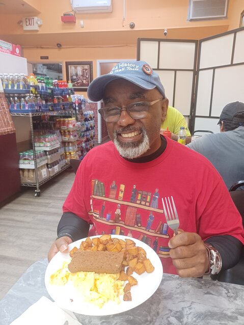 Jarvis is shown enjoying scrapple, which was a new thing to Joe.