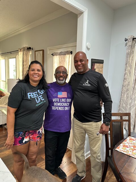 From friends to family: Anna, Jarvis and Pierre, who hosted Jarvis and Joe in Tuscaloosa, Alabama.