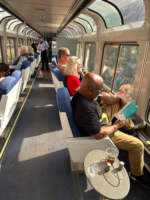 Jarvis enjoyed another observation car on an Amtrak train on the way to San Jose.