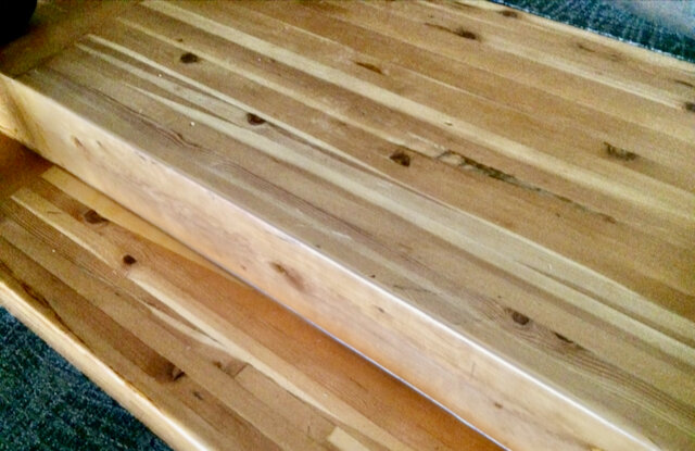 The Olympia City Council dais, which made of lumber salvaged from old Safeway store.