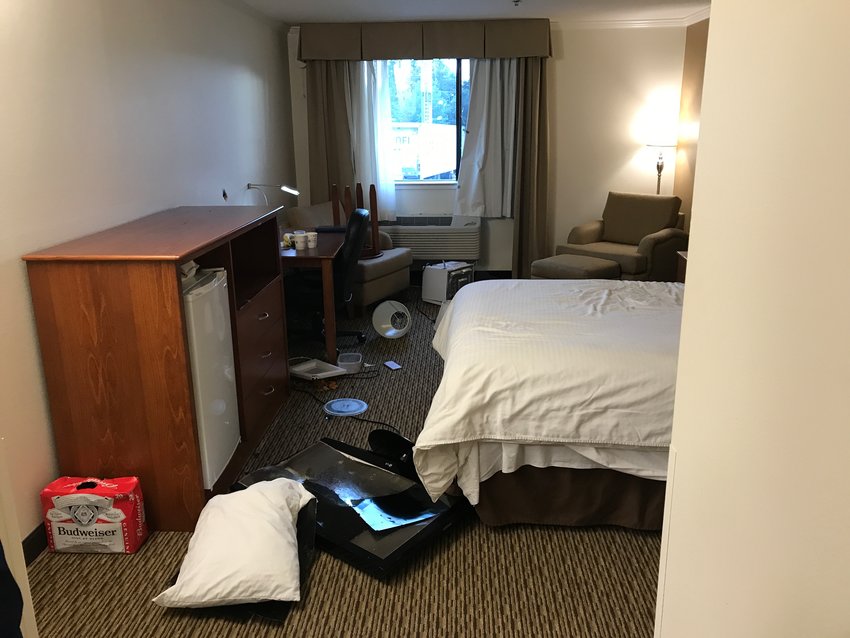This is a view of the room Vu Nguyen was accused of damaging on May 25, 2021.