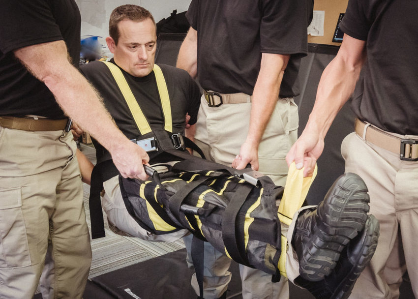 This is a demonstration of The WRAP device, used by law enforcement departments in Thurston County to minimize the need to use force to restrain individuals who are resisting arrest.