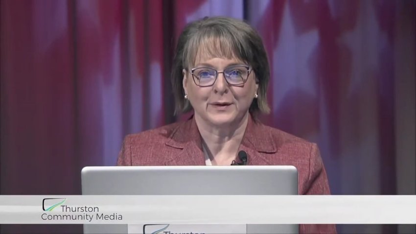 Thurston Community Media&rsquo;s live election coverage won the Democracy Action Category during the recent Hometown Media Awards. The broadcast was hosted by TCMedia CEO, Deborah Vinsel, pictured.