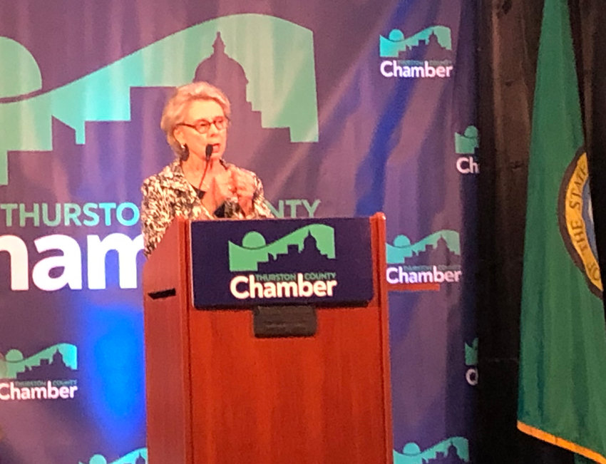 Former Gov. Chris Gregoire detailed Challenge Seattle's plan to address chronic homelessness throughout the state. Nov. 10. 2021.