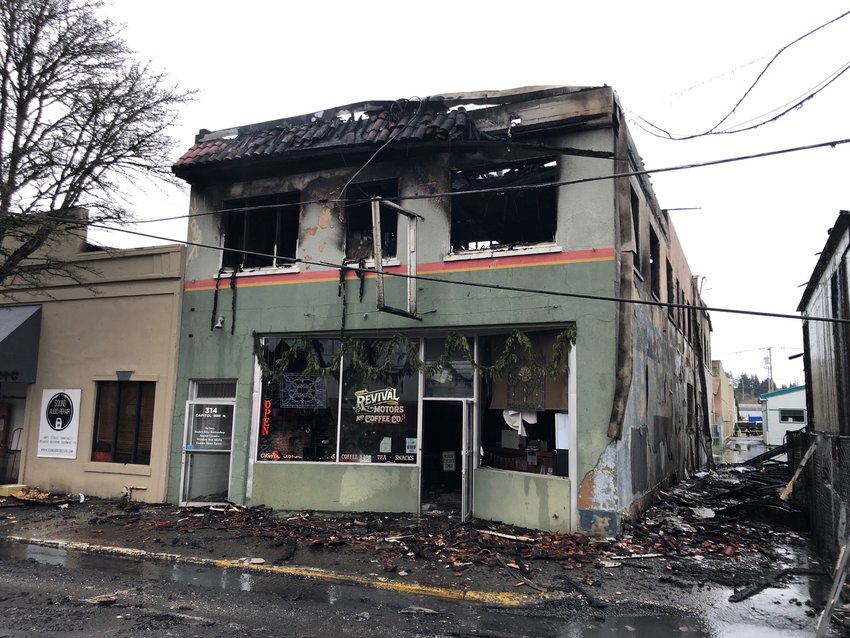 The December 15, 2021 fire that destroyed several businesses, including this one, and an under-construction apartment building, was put out by Olympia Fire Department working in cooperation with several other agencies, including vehicles and firefighters from Tumwater.