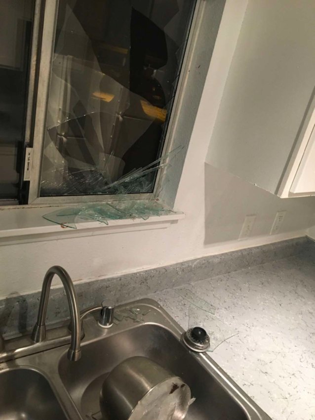 A window in the couple&rsquo;s home was damaged in the incident on New Year's Eve.