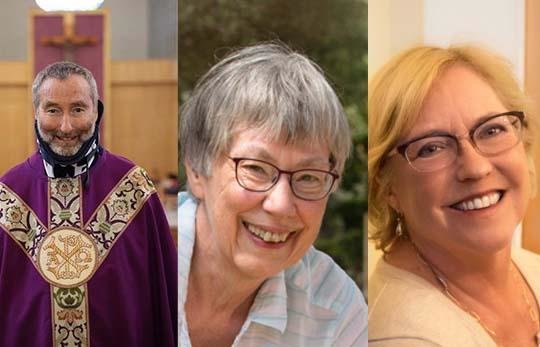 Saint Martin's University honorary doctorate recipients (l-r) Fr. James Lee, Sr. Angela Hoffman and Kathleen Heynderickx