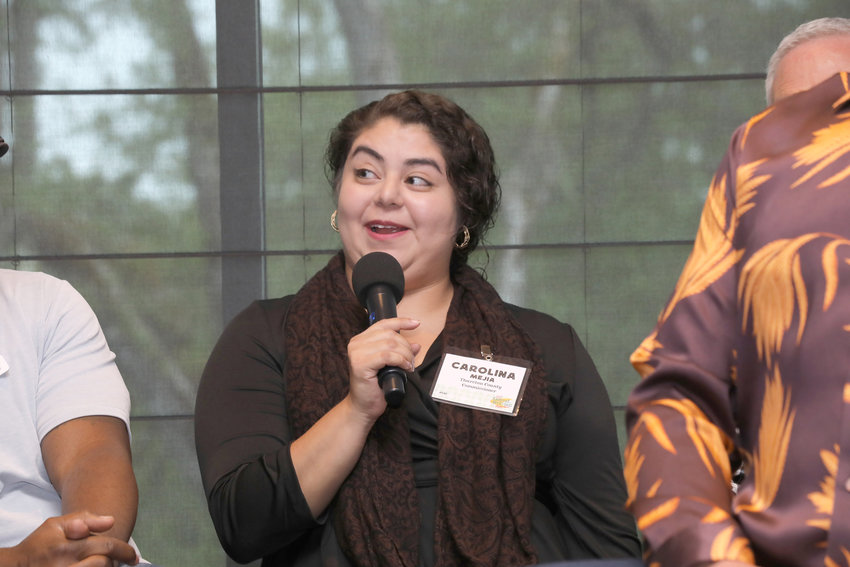 Commissioner Carolina Mejia answering a question during Thurston County Squares game.