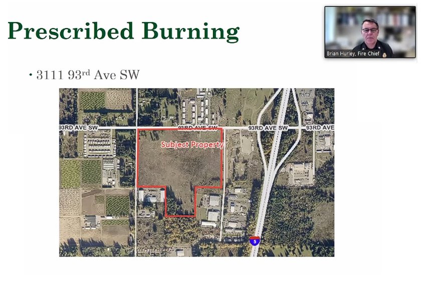 The area encircled in red shows one of two burn sites proposed by Kaufman Entities and Puget Western, located at 3111 93rd Avenue SW in Tumwater.
