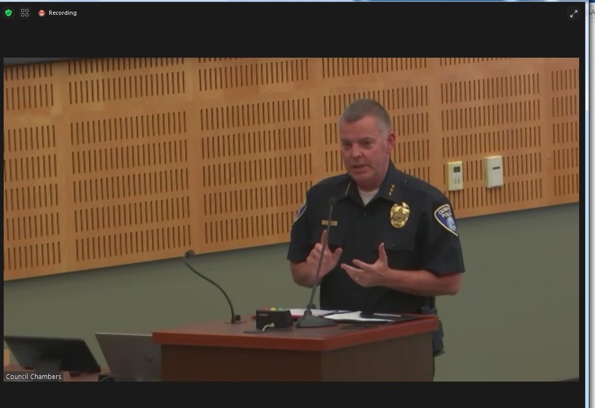Olympia Police Chief Rich Allen discussed the OPD's Firearm Destruction Program at the city council meeting on August. 9, 2022.