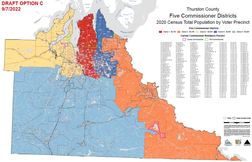 The Port of Olympia Commission agreed to accept the Option C map to set the boundaries of the new five districts.